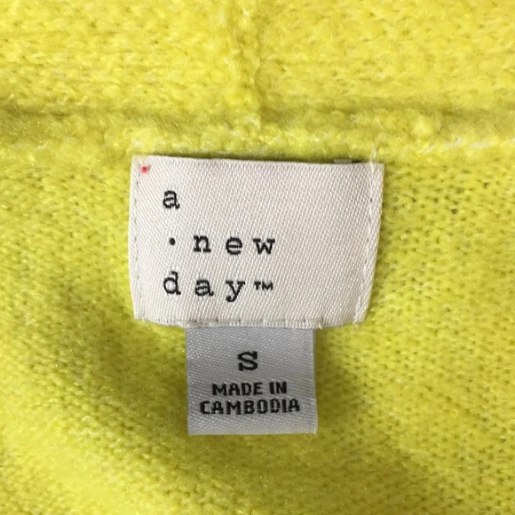 A New Day Blue Yellow Stripe Knit Tunic Cardigan Sweater Womens Small Open Front - Picture 5 of 10